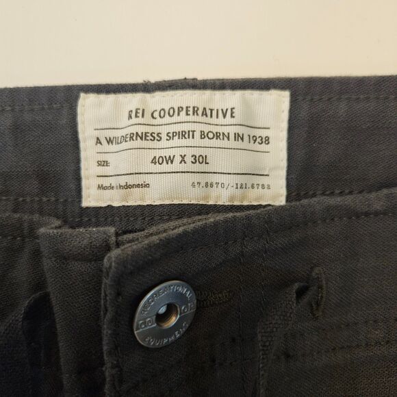 REI CO-OP 40x30 Trailsmith Hiking Pants Jogger Cotton Gray Camping Outdoor Loose - Picture 2 of 10